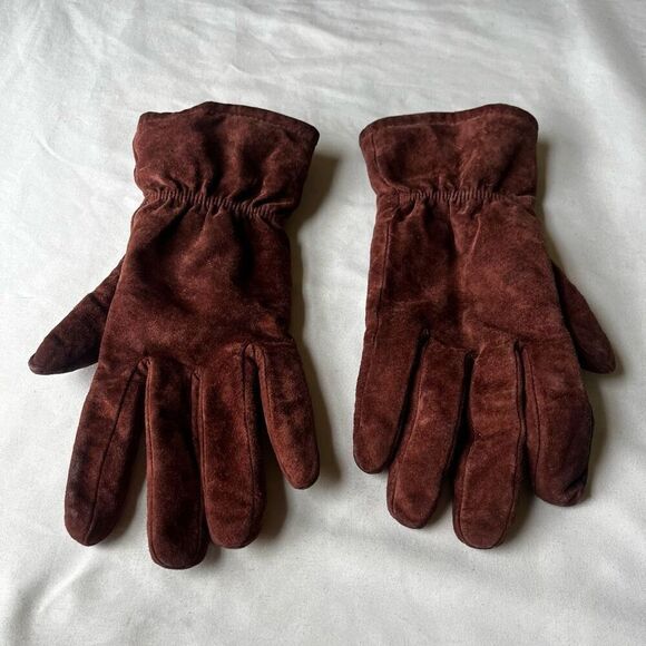Vintage Isotoner Gloves Brown Suede Leather Women's Medium - Picture 2 of 8